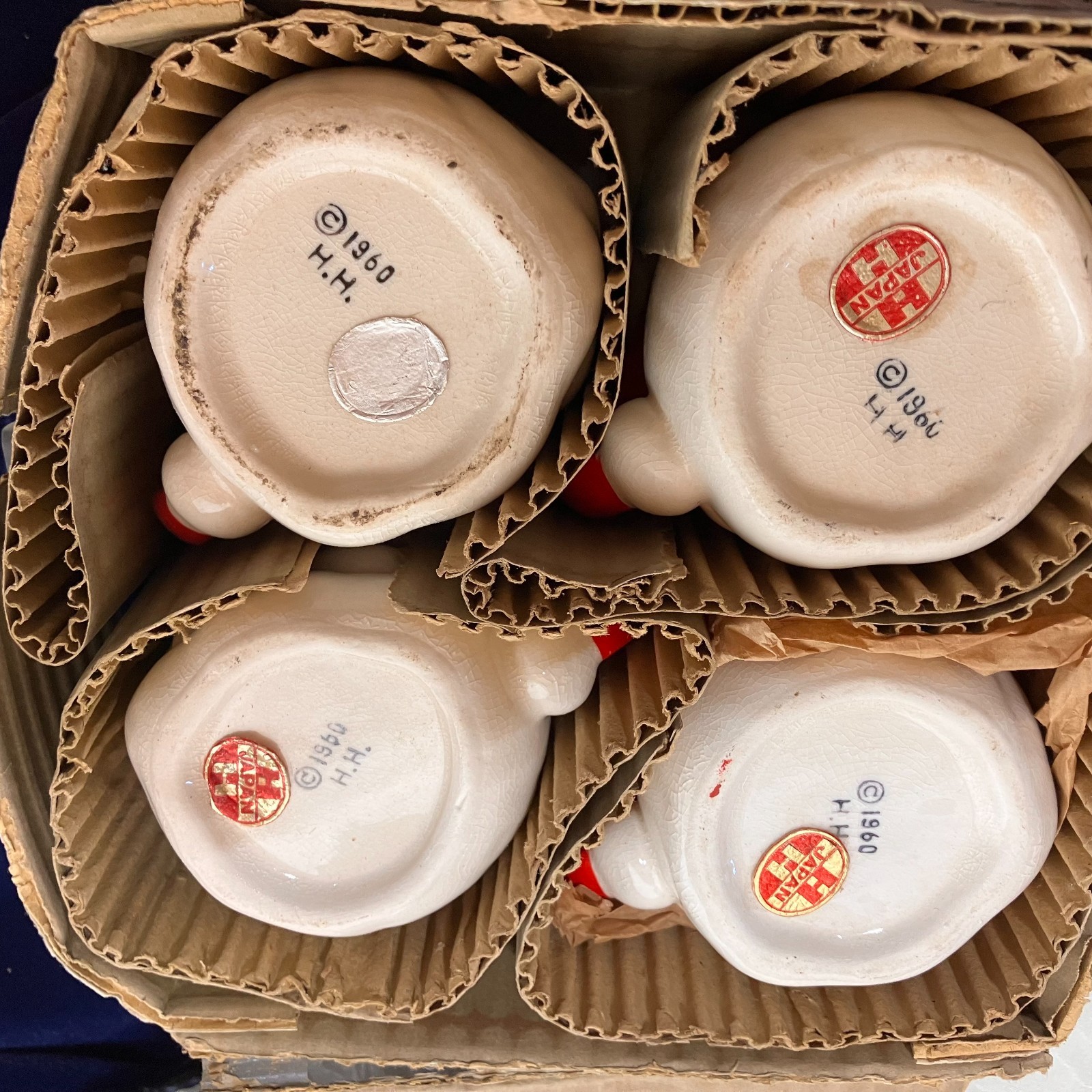 Holt Howard Santa winking cups mugs in original box 1960