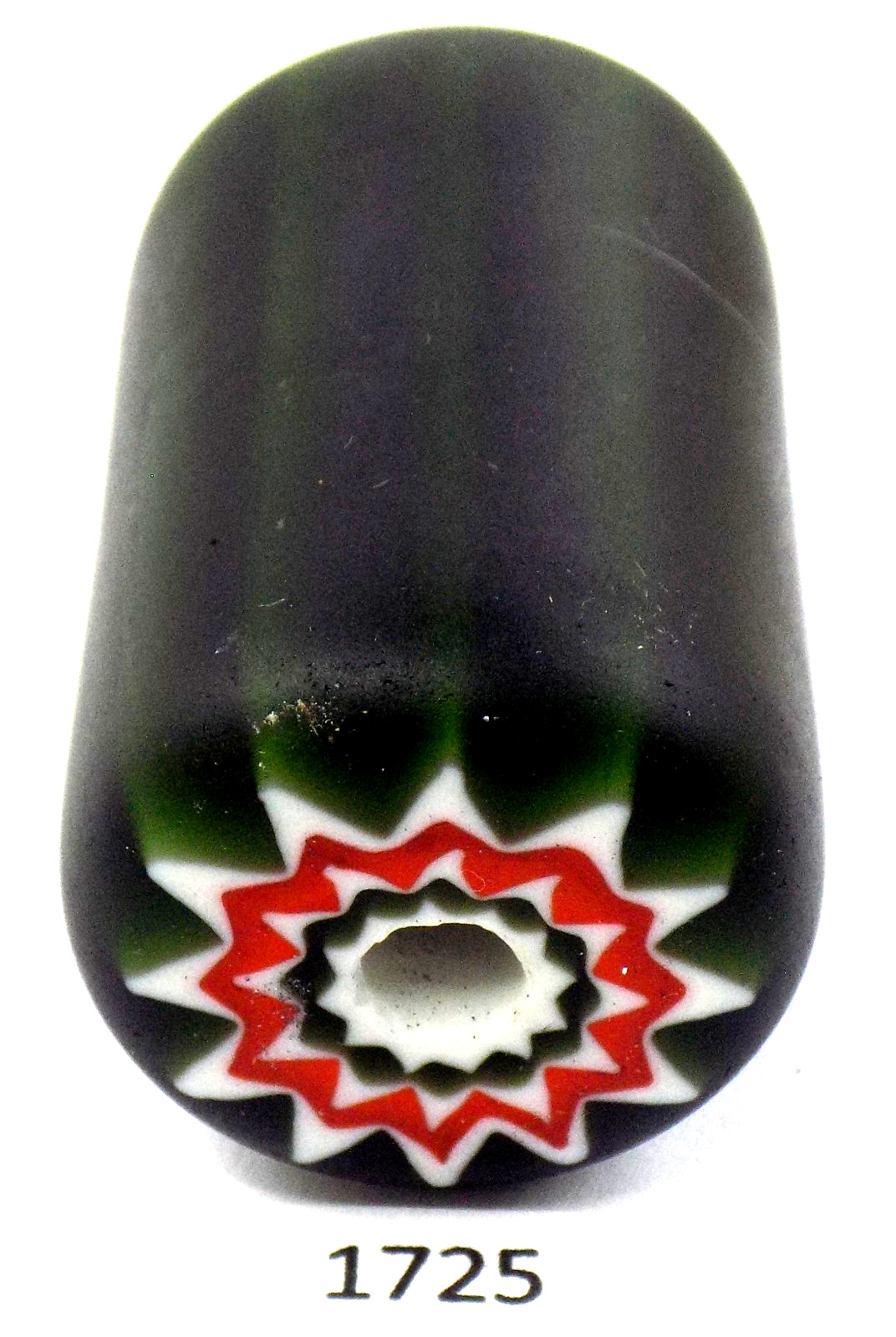 THE LOG Hunter Green Centerpiece Chevron African Trade Bead  1725  BN 11a