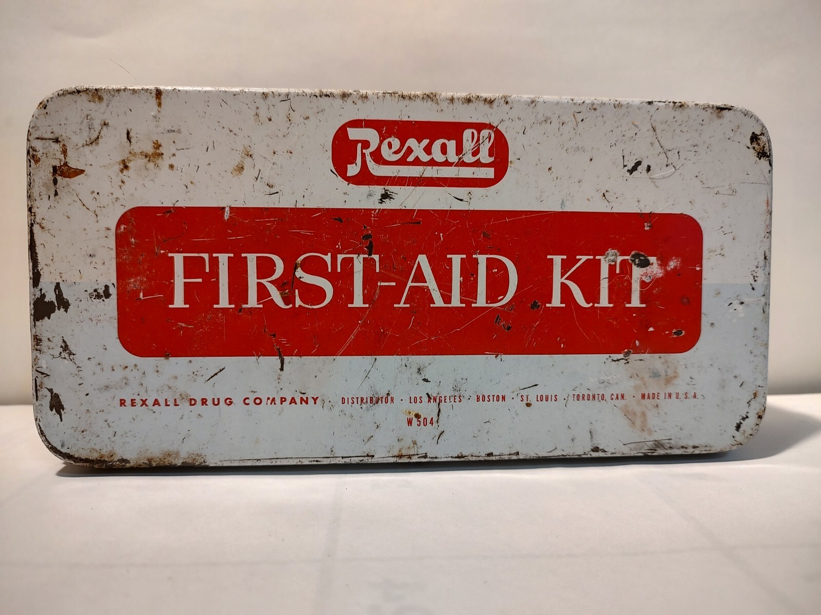 Vintage Rexall Drug Company First Aid Kit Tin. Empty