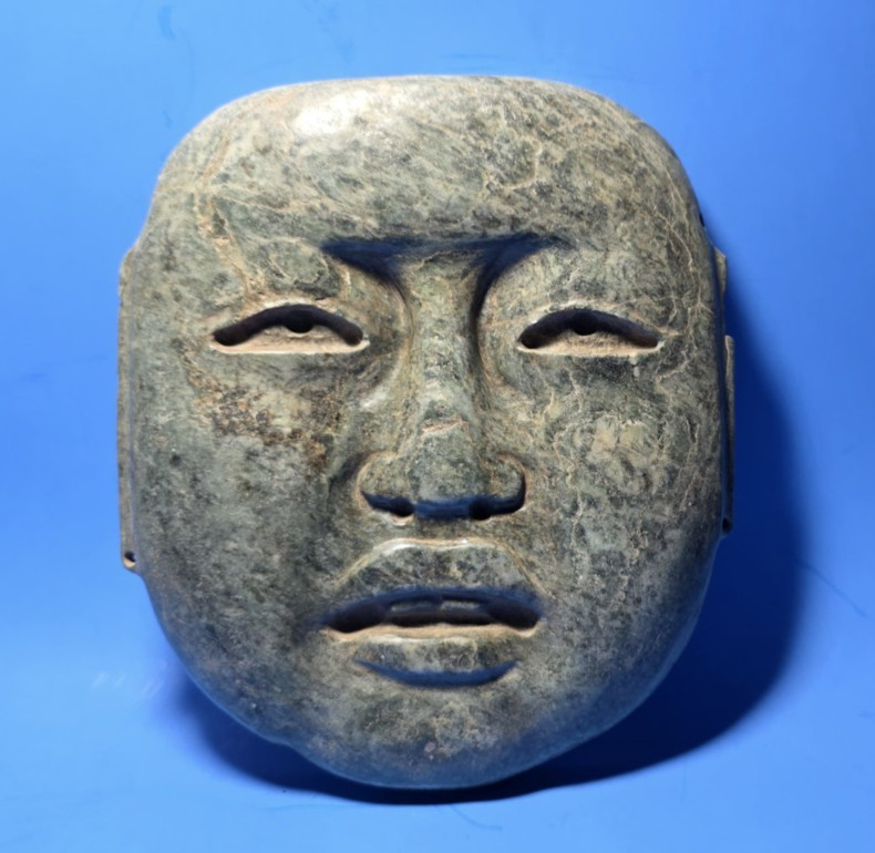 LARGE OLMEC STYLE SERPENTINE STONE MASK PRE-COLUMBIAN ART 7