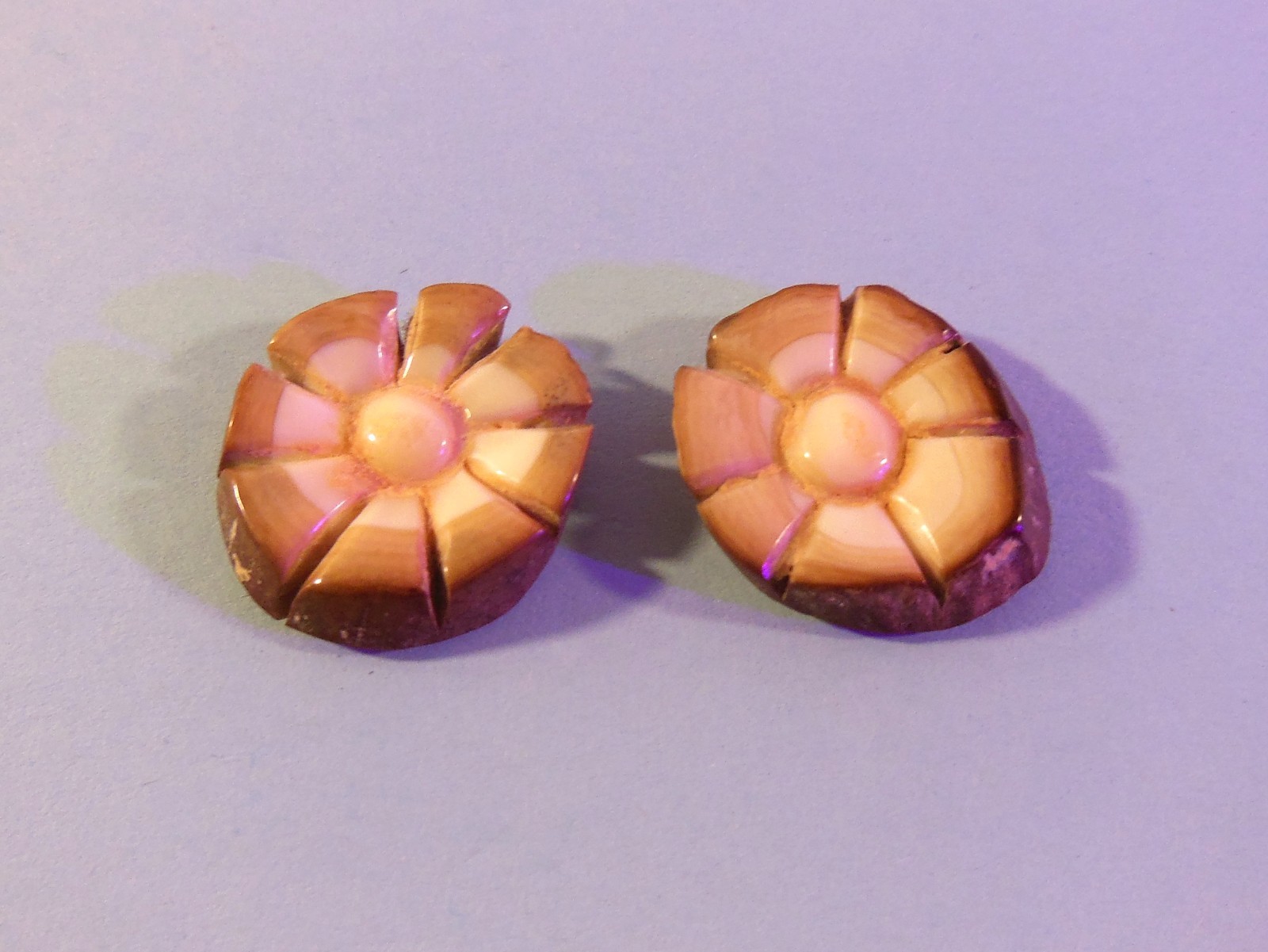 Vintage Hand Carved MATCHING FLOWERS, Handcrafted From Alaska, Jewelry, Earrings Vintage Hand Carved MATCHING FLOWERS, Handcrafted From Alaska, Jewelry, Earrings