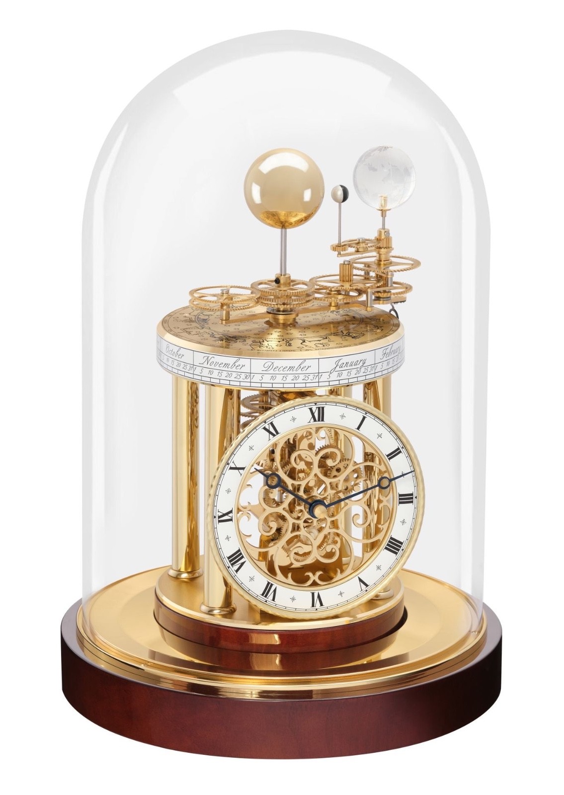 Hermle Astronomical Clock 22836-072987 Astrolabium Mahogany