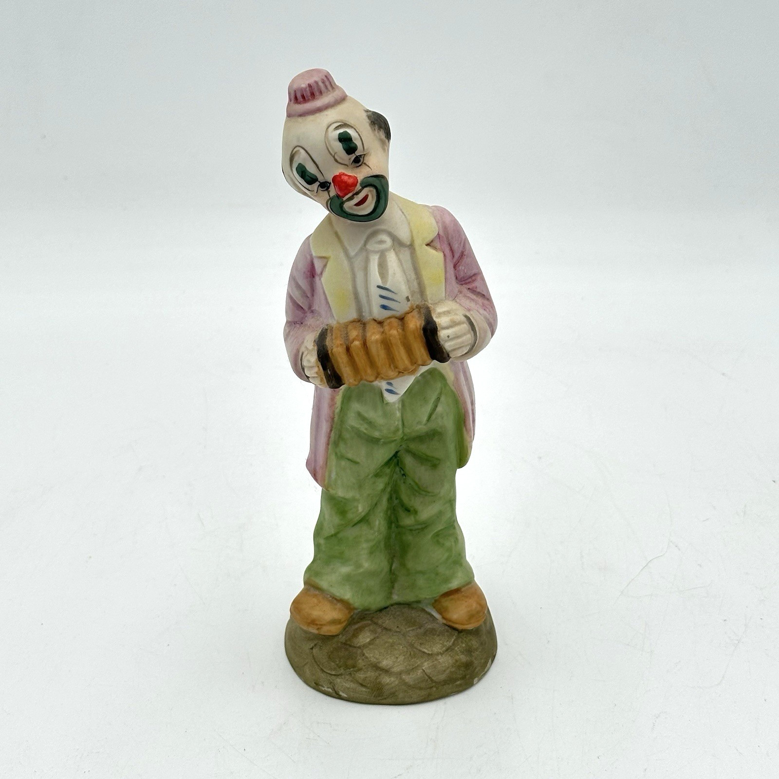 Vintage hobo CLOWN playing Accordion Ceramic collectible figurine 7.5