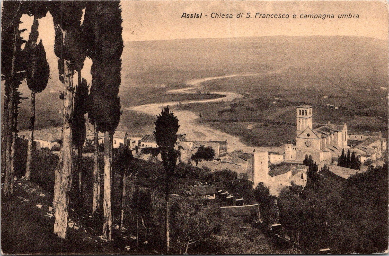 Assisi Italy Chiesa Di San Francesco E Campagna Umbra Scenic Postcard