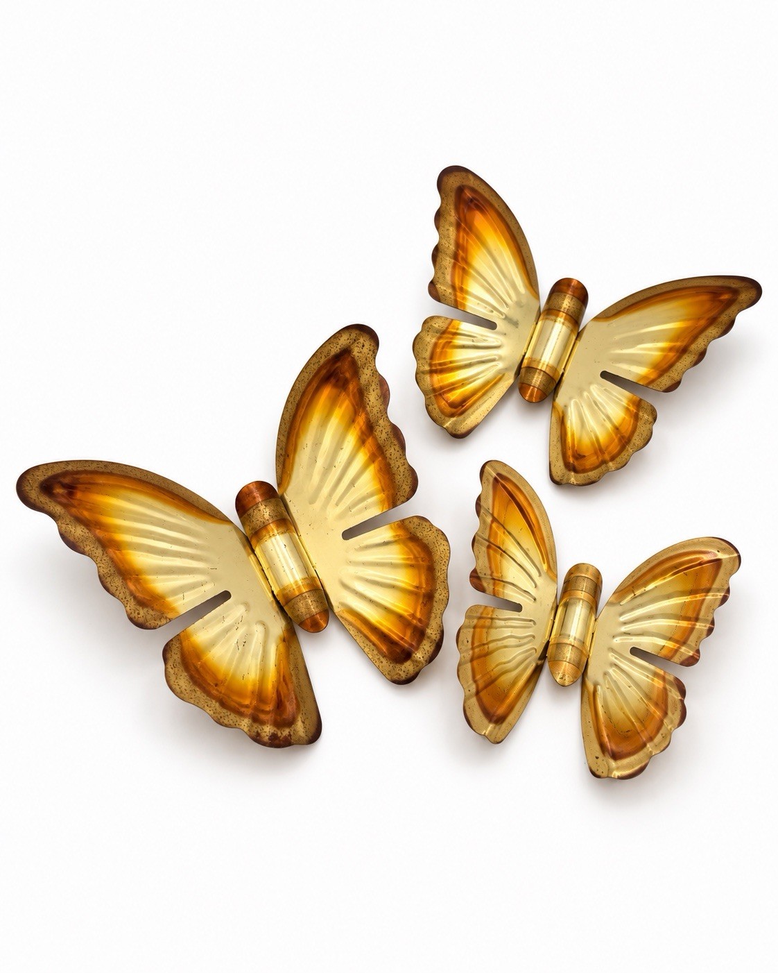 Vintage Mid-Century Modern Metal Butterfly Wall Decor – Set of 3