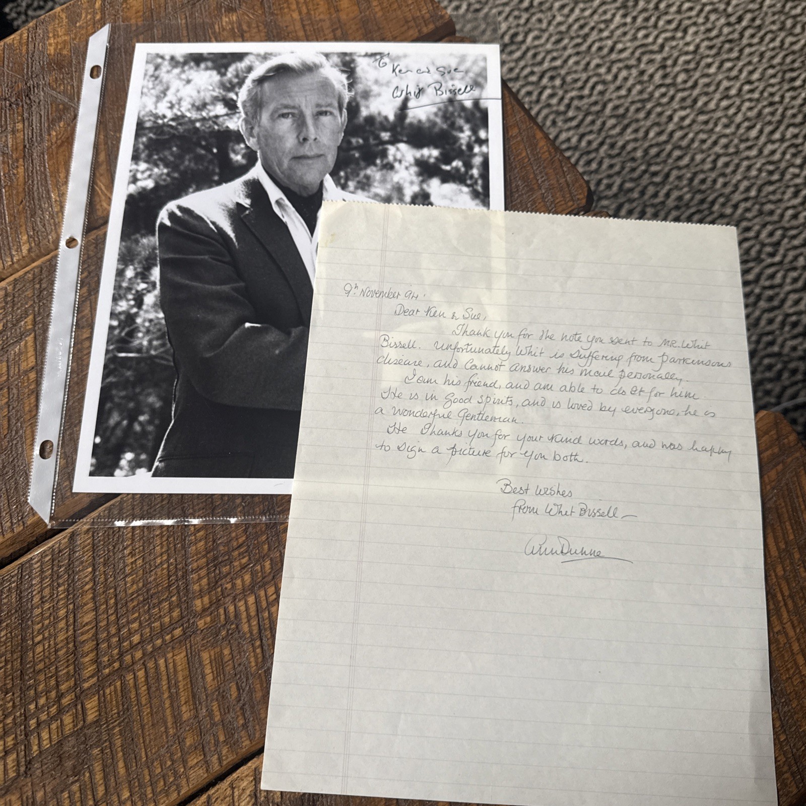 Whit Bissell  8x10 Photo Signed + Note From Estate RARE Memorabilia