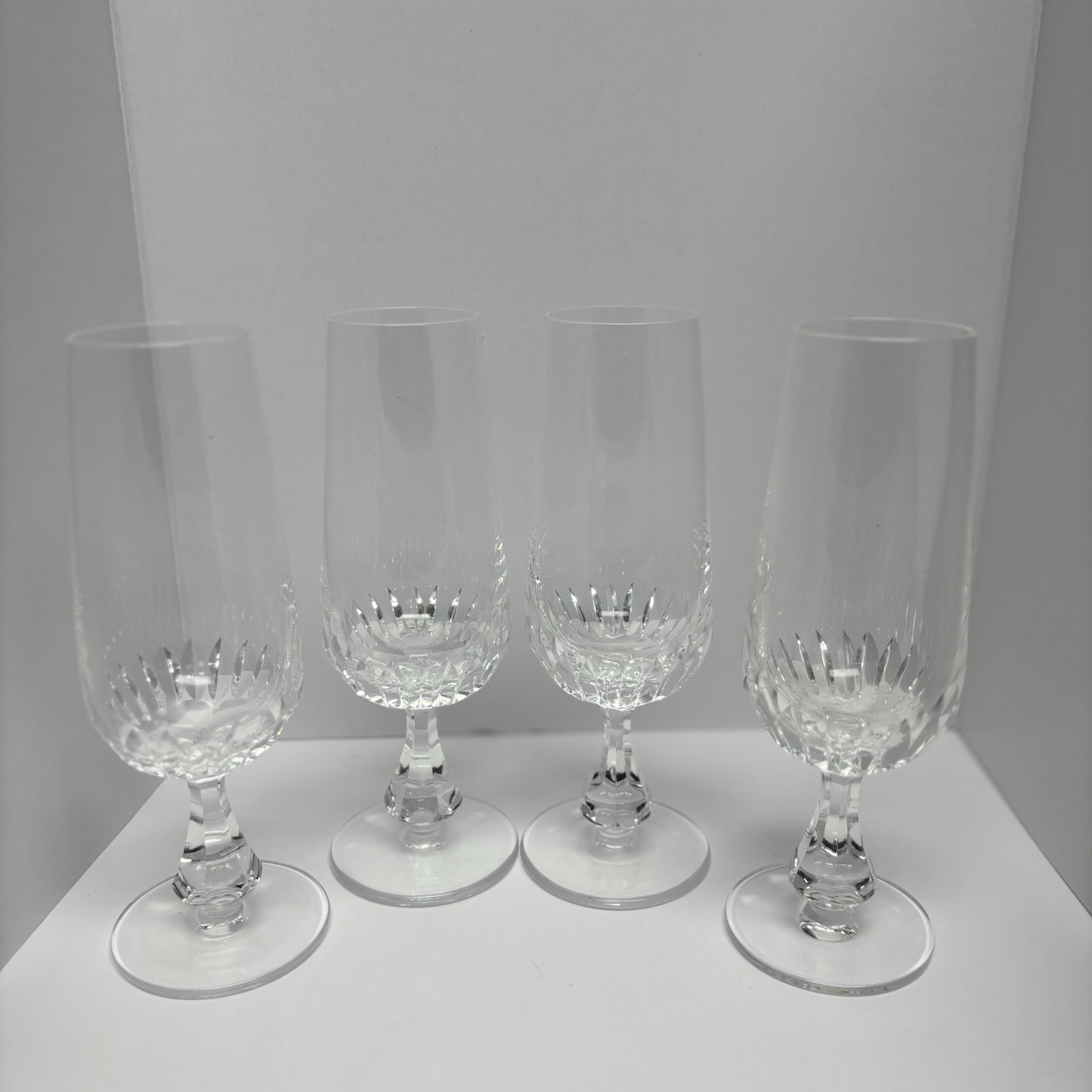 Spode Christine Crystal Champagne Flutes Set of 4 Vintage Discontinued Glassware