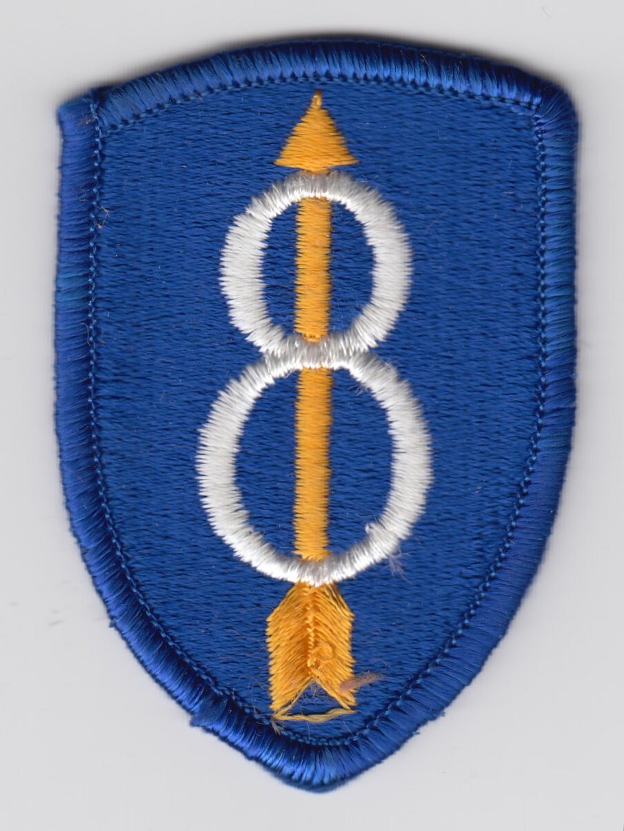Vintage US Army 8th Infantry Division Patch Insignia Military Color Merrowed