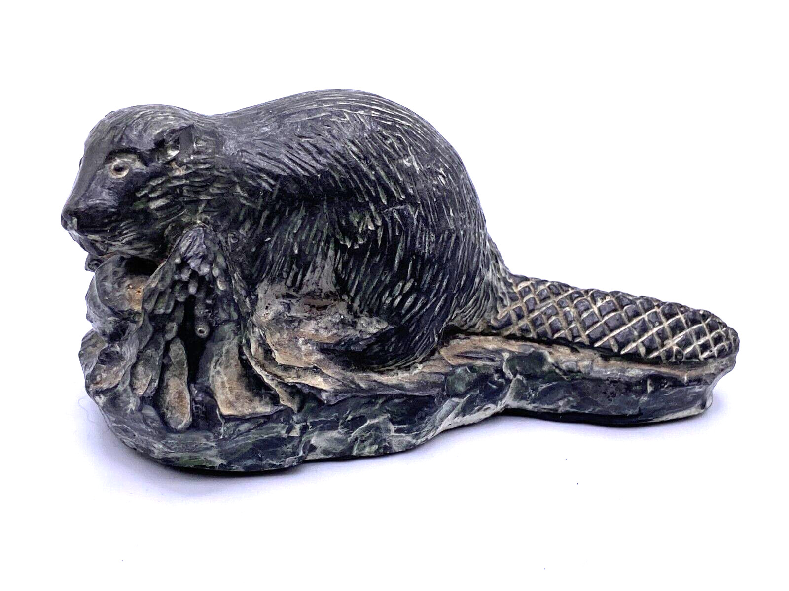Vtg. WOLF SCULPTURES carved Beaver figurine Made in Cananda