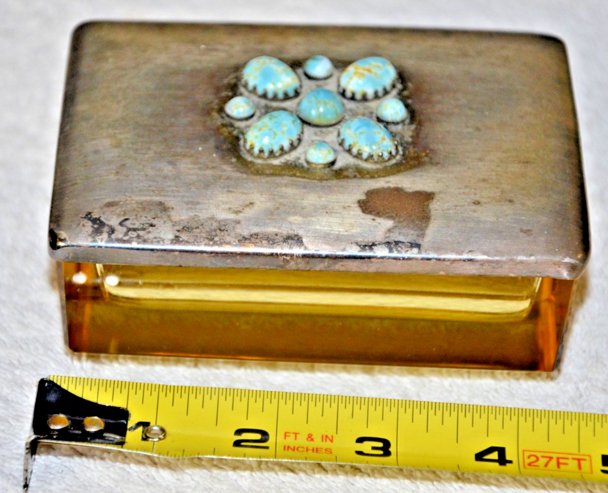 Vintage Loetz Glass Cigarette Box Original Lid RARE