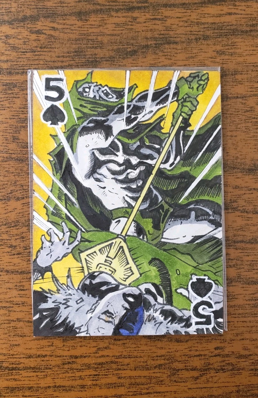 ACEO ORIGINAL OOAK HAND-DRAWN 1/1 SKETCH Spectre, 5 of Spades Signed By Artist ACEO ORIGINAL OOAK HAND-DRAWN 1/1 SKETCH Spectre, 5 of Spades Signed By Artist