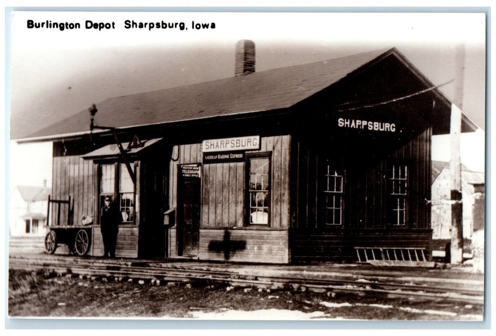 c1960 Burlington Depot Sharpsburg Iowa Train Depot Station RPPC Photo Postcard c1960 Burlington Depot Sharpsburg Iowa Train Depot Station RPPC Photo Postcard