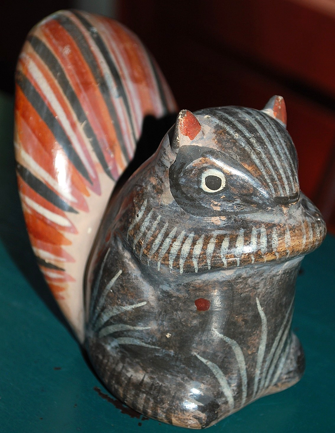 Vintage TONALA Pottery MEXICO FOLK ART Handmade Painted SQUIRREL 4.5\