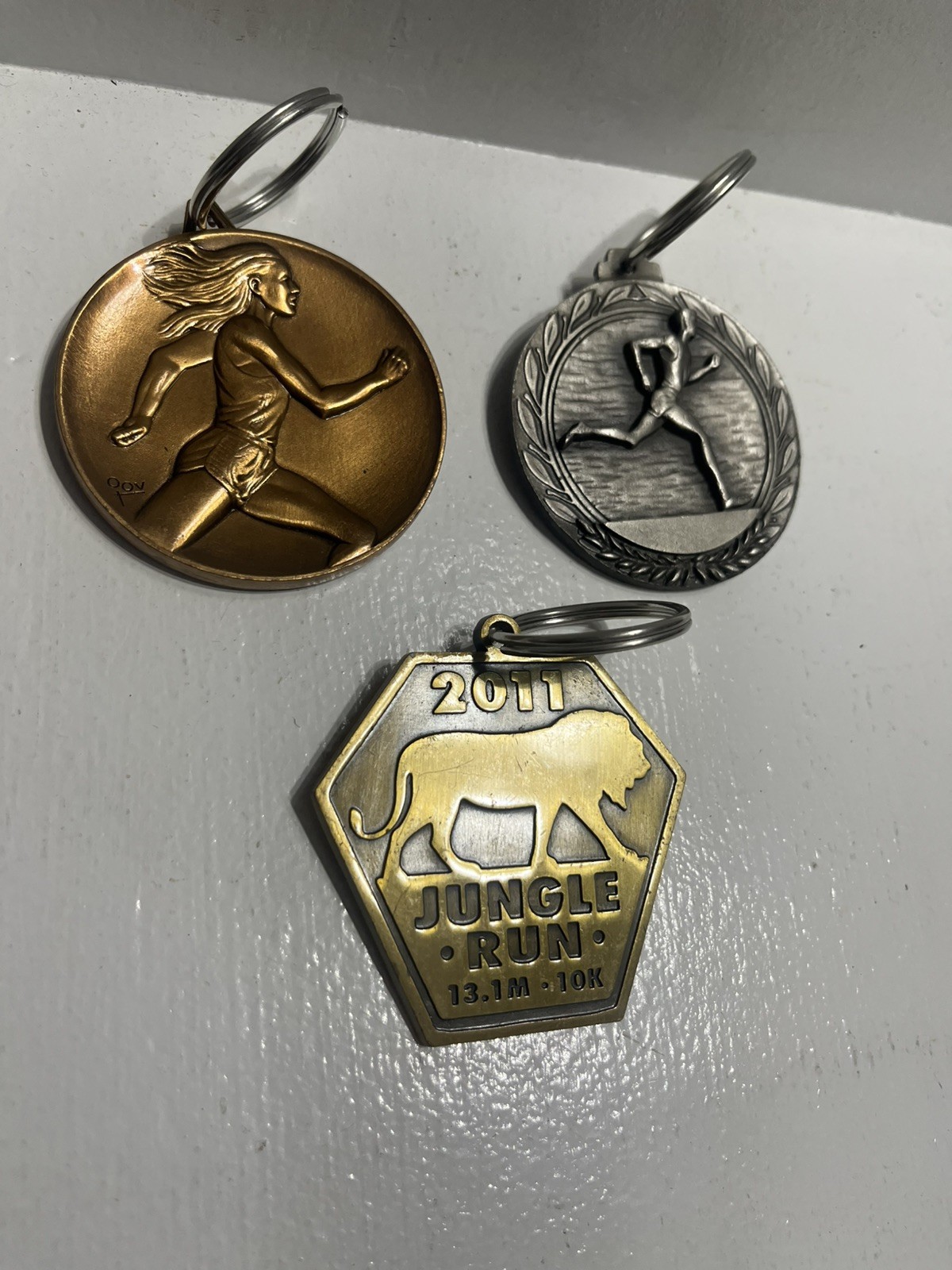 - Running Jogging Marathon Metals Key Chains Heavy Large Well Made Lot Of 3