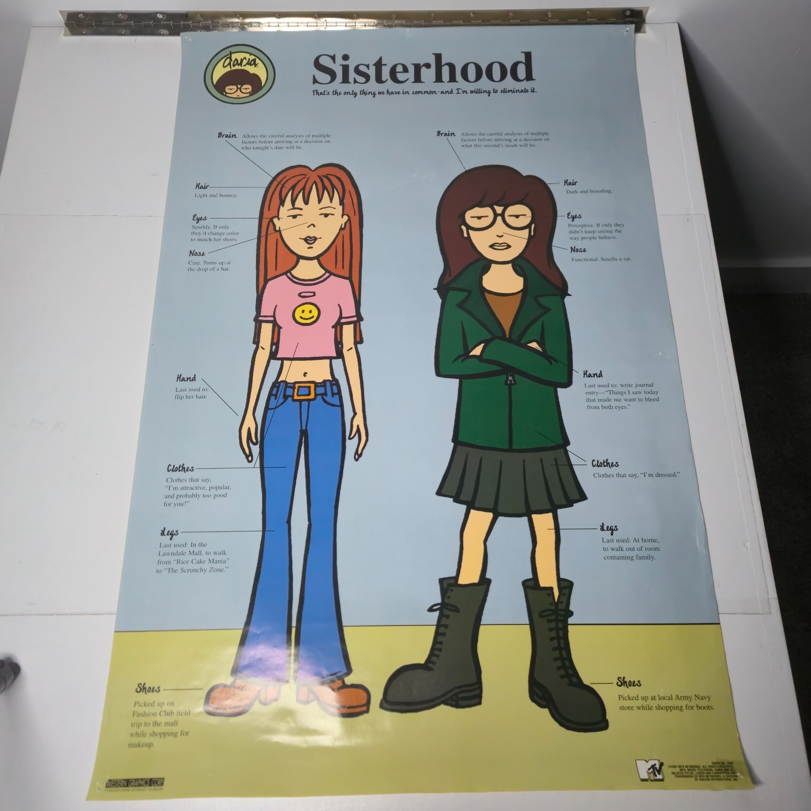 VINTAGE MTV Daria Quinn \'Sisterhood\' Poster MTV 1997 #1644