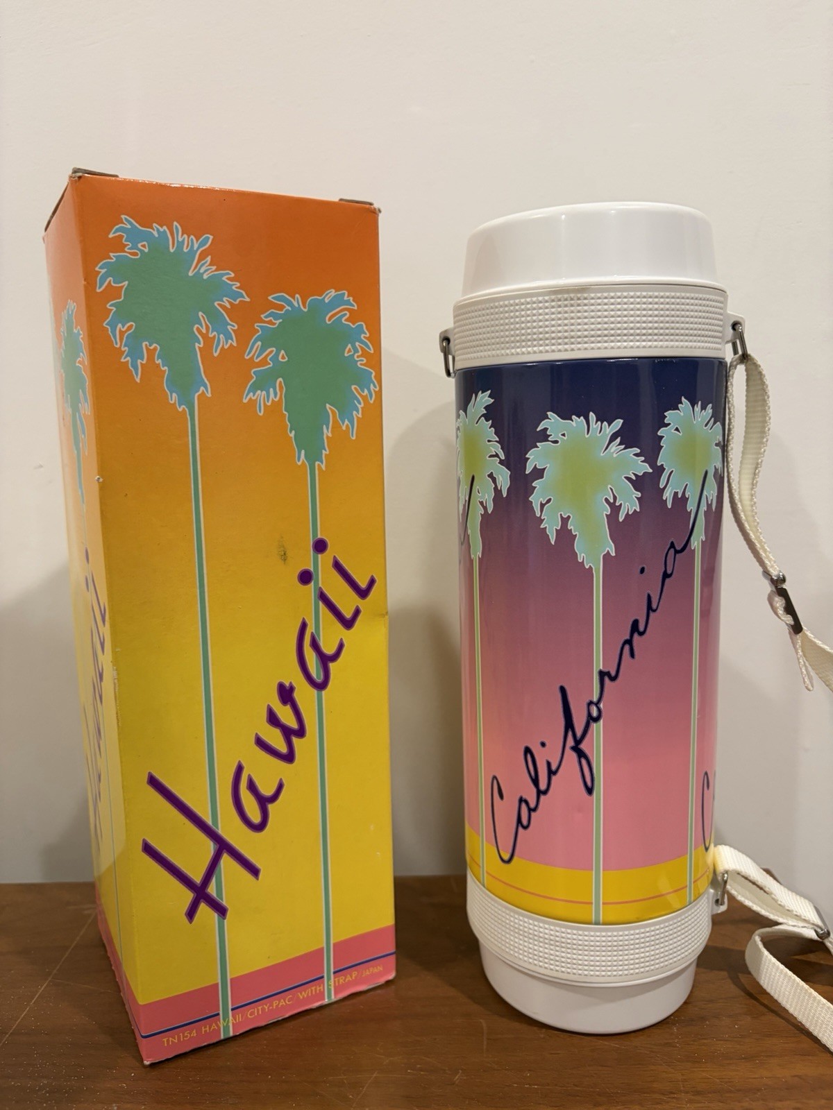 RARE Vintage Thermos Water Bottle Cooler by Studio Nova Tiger, California Palm 