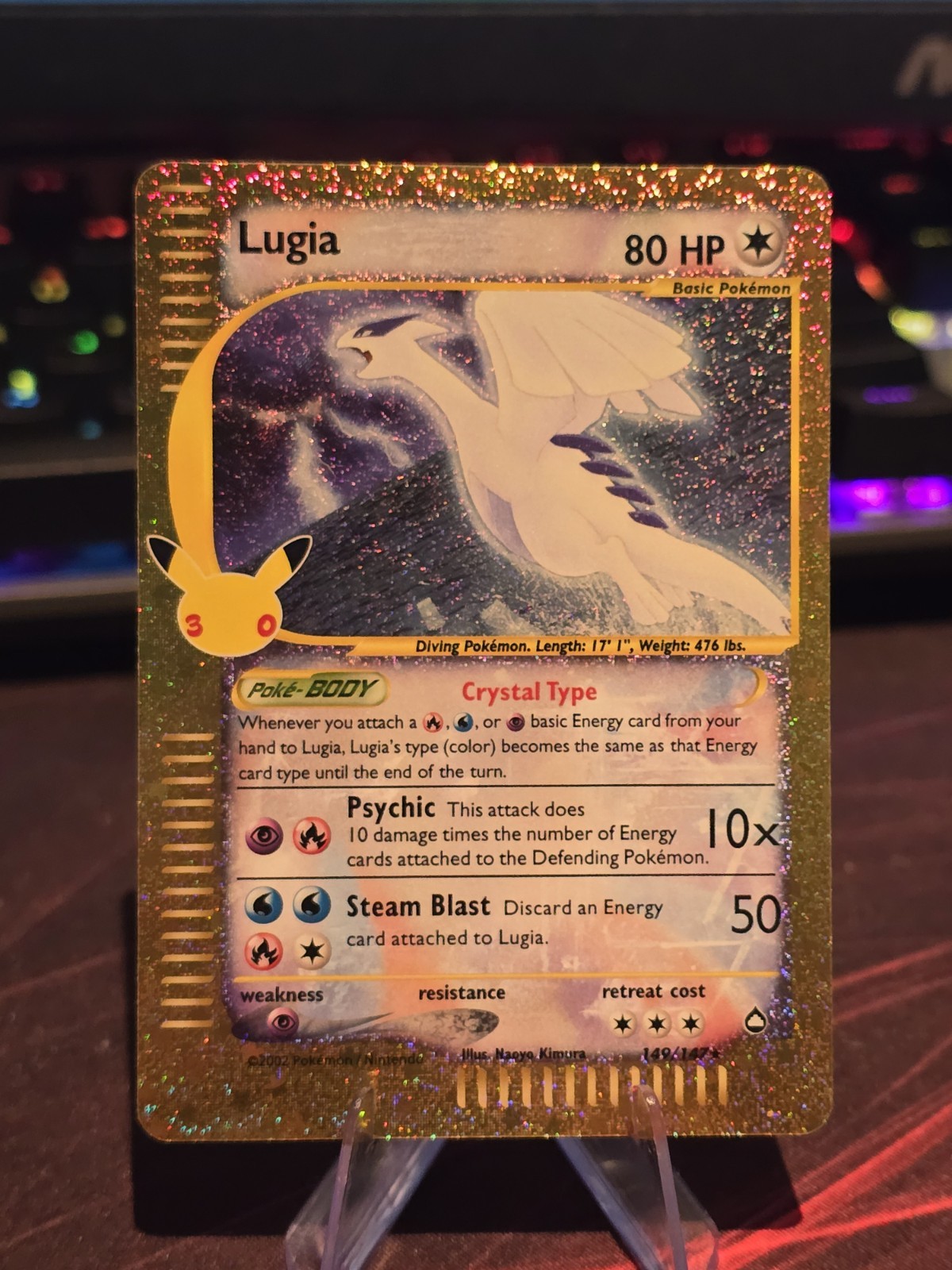 Pokémon TCG Crystal Lugia 149/147 30th Celebration Classic Collection Holo NM Pokémon TCG Crystal Lugia 149/147 30th Celebration Classic Collection Holo NM