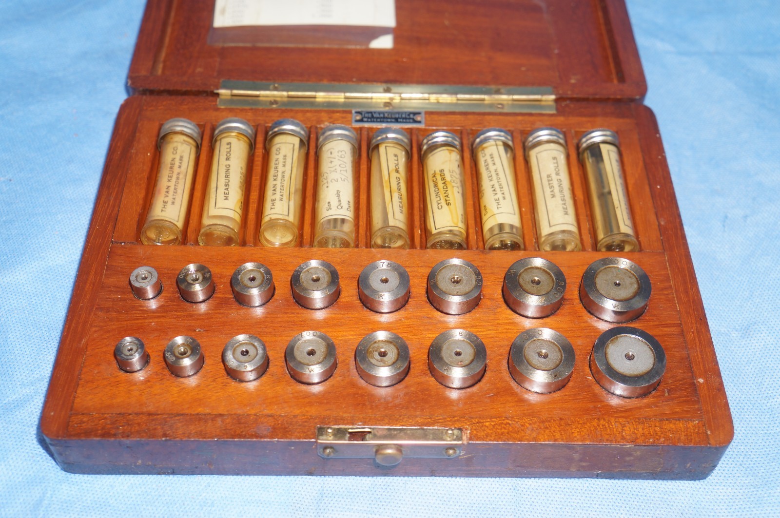 33 Pieces Machinist Set of  Van Keuren Measuring Rolls In Wooden Case .050\