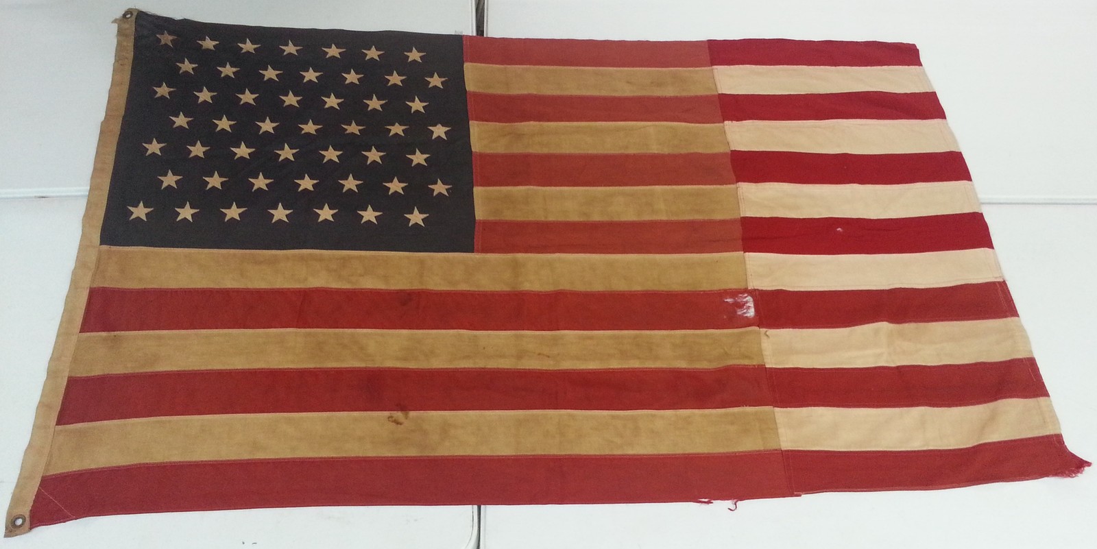 RARE Vintage 49 Star US American Flag Historical Cotton Bunting 69 x 41 As-is