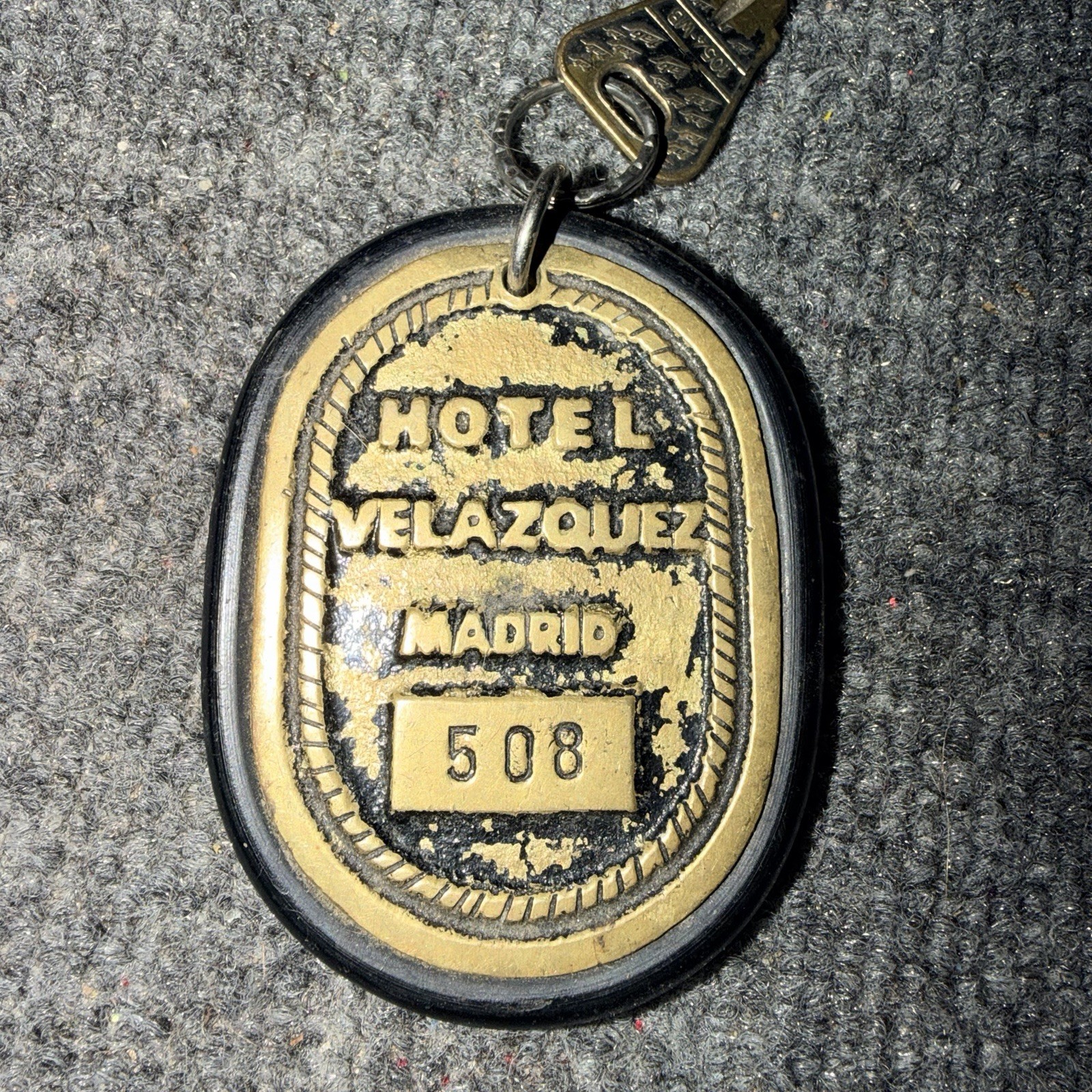 Vintage Gran Hotel Velazquez Madrid Spain Hotel Room 508 Key