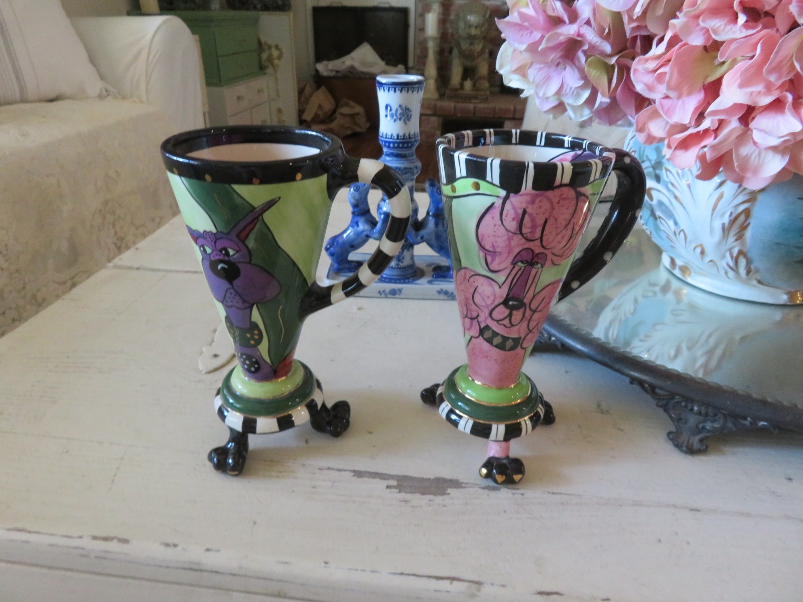 Adorable Pair SWAK Sasha PINK POODLE Footed cups or Mugs Never Used Adorable Pair SWAK Sasha PINK POODLE Footed cups or Mugs Never Used