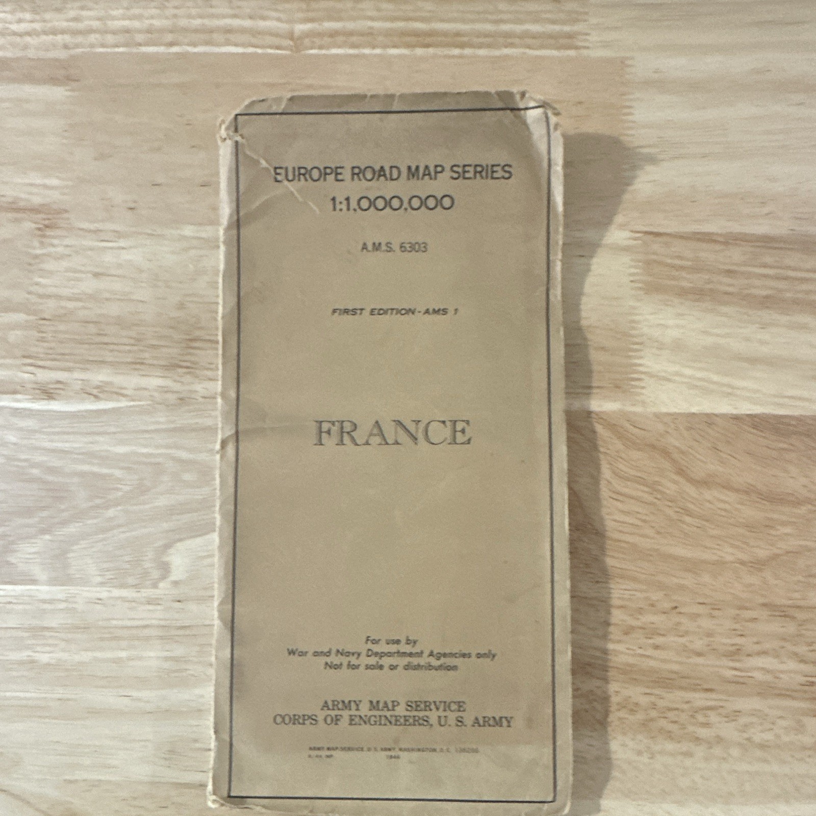 Vintage WW2 Folding Road Map Of France Vintage WW2 Folding Road Map Of France