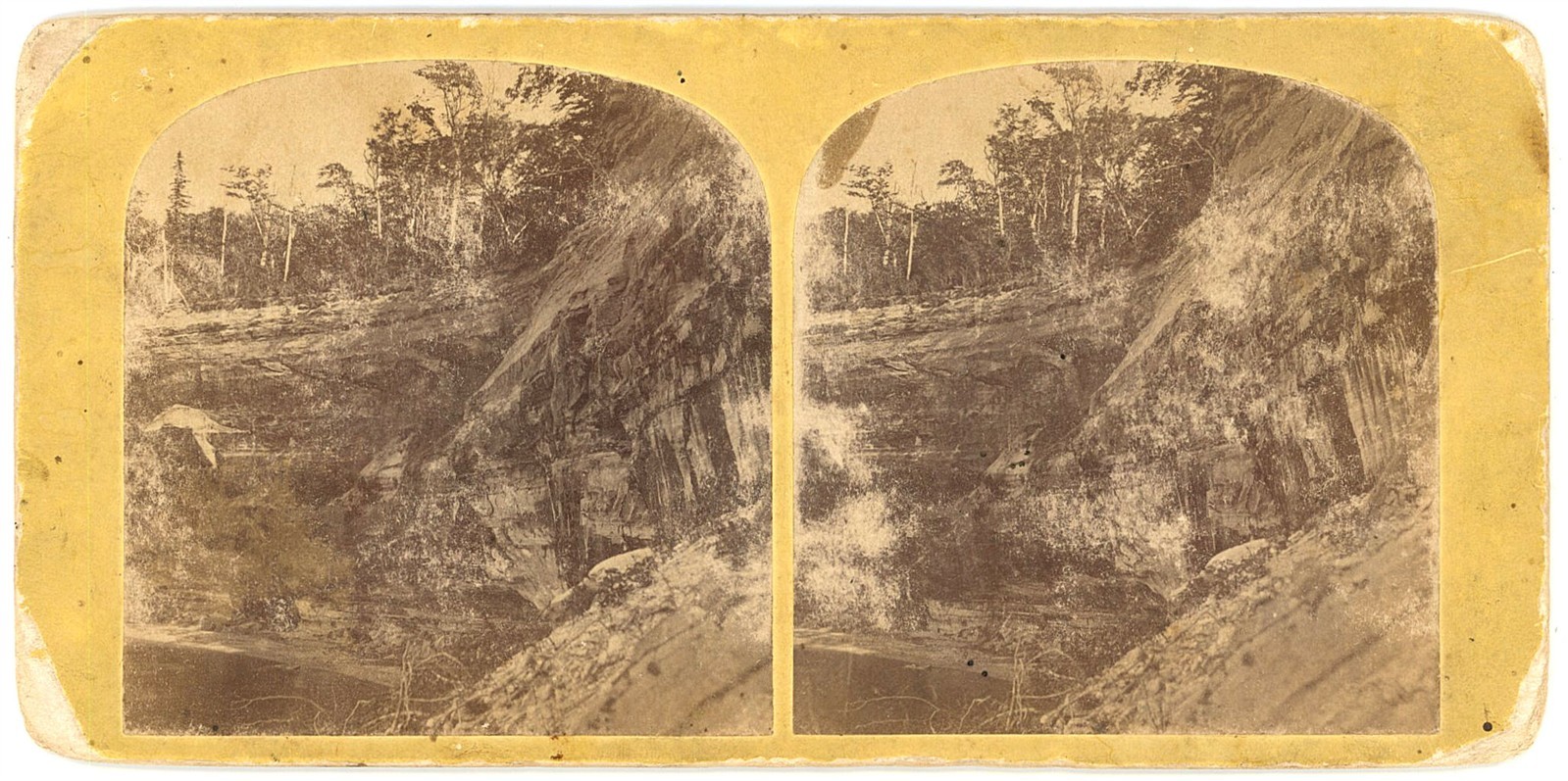 MICHIGAN STEREOVIEW - Pictured Rocks - Amphitheatre - Crater & Bill 1860s