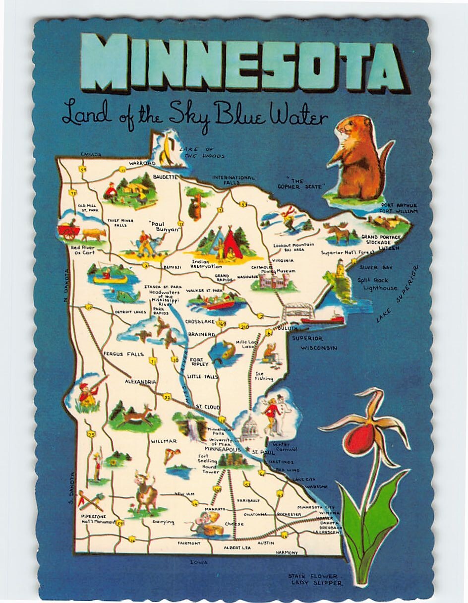 Map & Attractions Minnesota USA G-13954