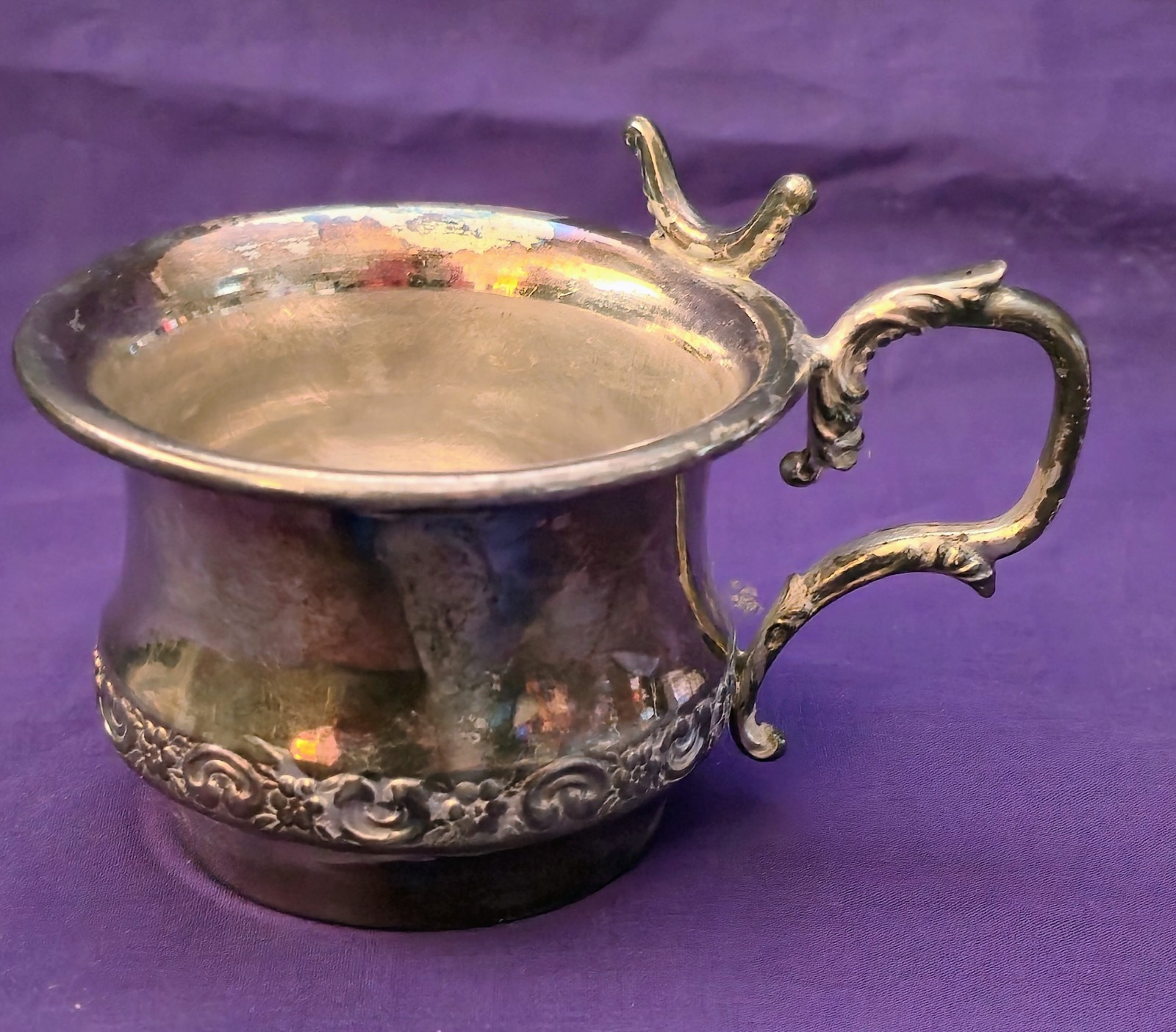 Antique F.B. & Co Quadruple Silver Plate Shaving Mug Cup Razor Rest 30F