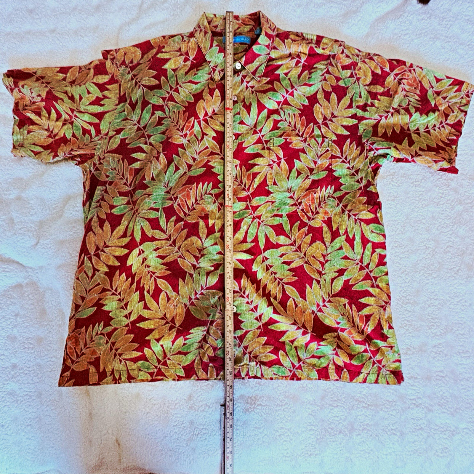 Tori Richard Men’s XL Red Tropical Leaf Hawaiian Aloha Shirt Made in Hawaii