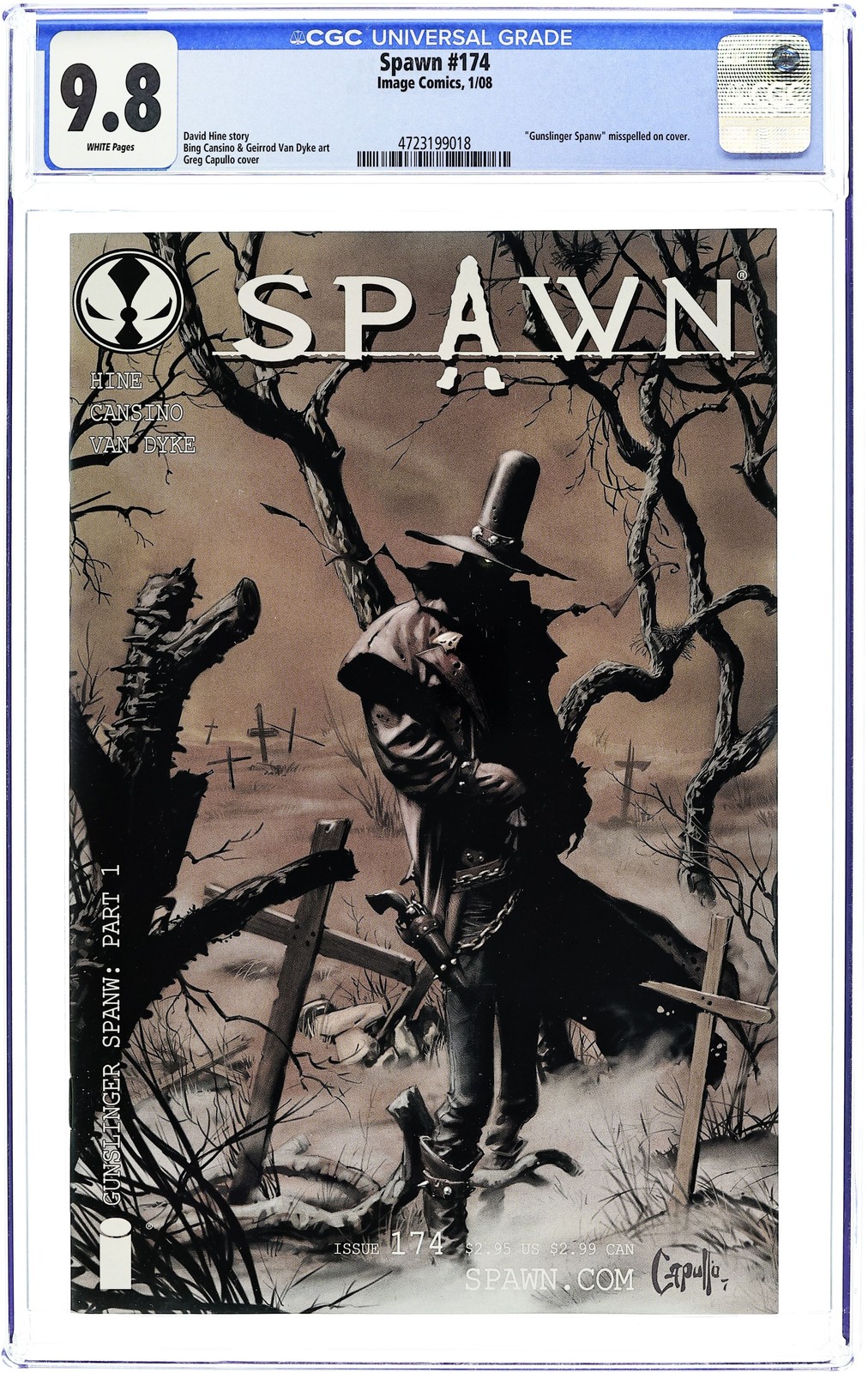 Spawn #174 CGC 9.8 2008 Image 4723199018 1st app. Gunslinger Spawn