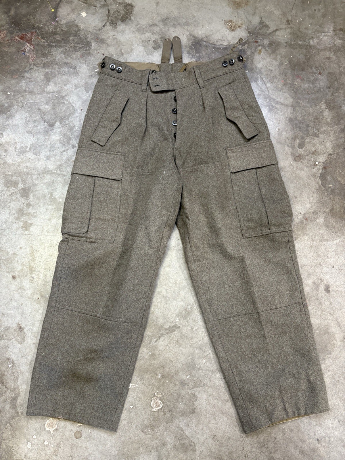 Vintage Konfeksjons-Eksport Military Wool Cargo Pants 32x28 Button Fly