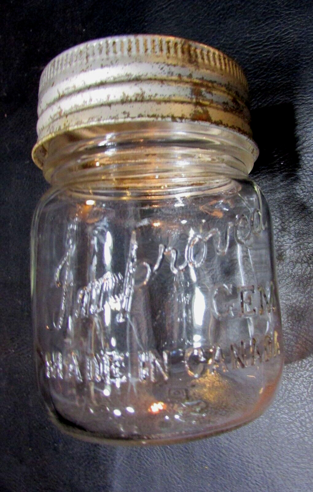 Primitive Old 1950's Improved Gem Canada Clear Glass Vintage 1 Pint Canning Jar Primitive Old 1950's Improved Gem Canada Clear Glass Vintage 1 Pint Canning Jar