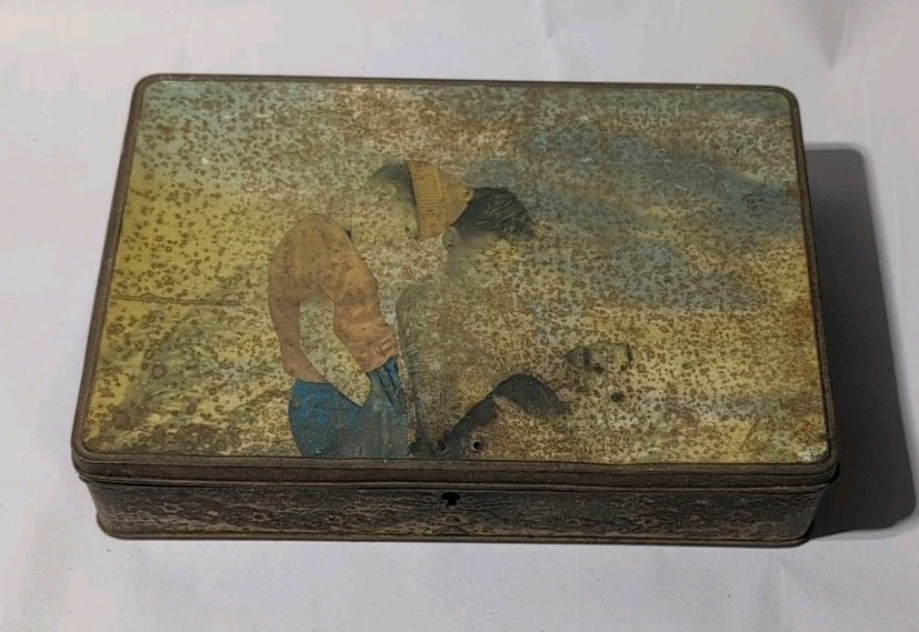VINTAGE 1950's EMPTY JACQUES SUPER CHOCOLATE TIN METAL HINGED BOX VINTAGE 1950's EMPTY JACQUES SUPER CHOCOLATE TIN METAL HINGED BOX
