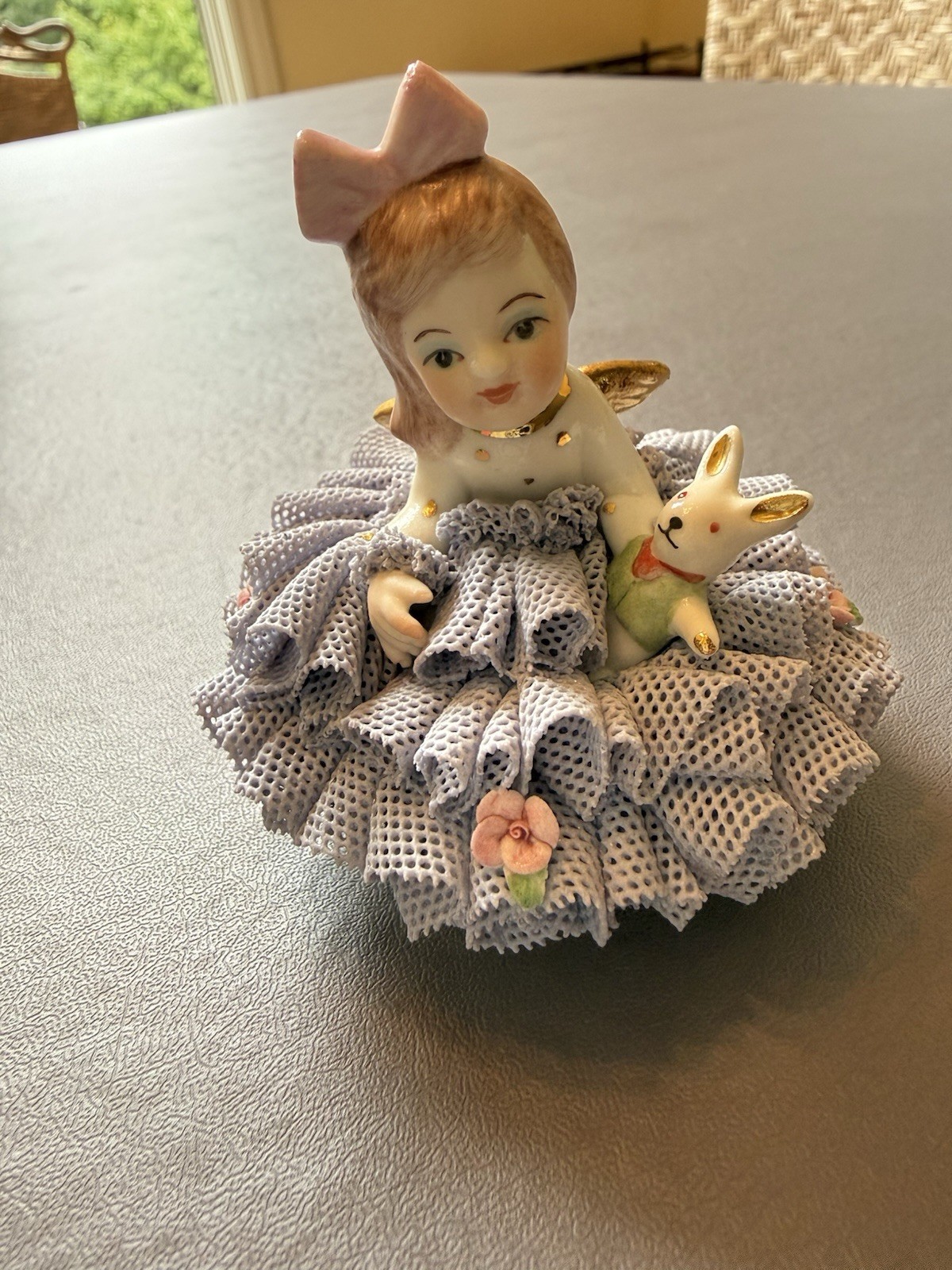 Vintage Irish Dresden Angel Girl Figurine “Angel Doll” With Bunny Vintage Irish Dresden Angel Girl Figurine “Angel Doll” With Bunny