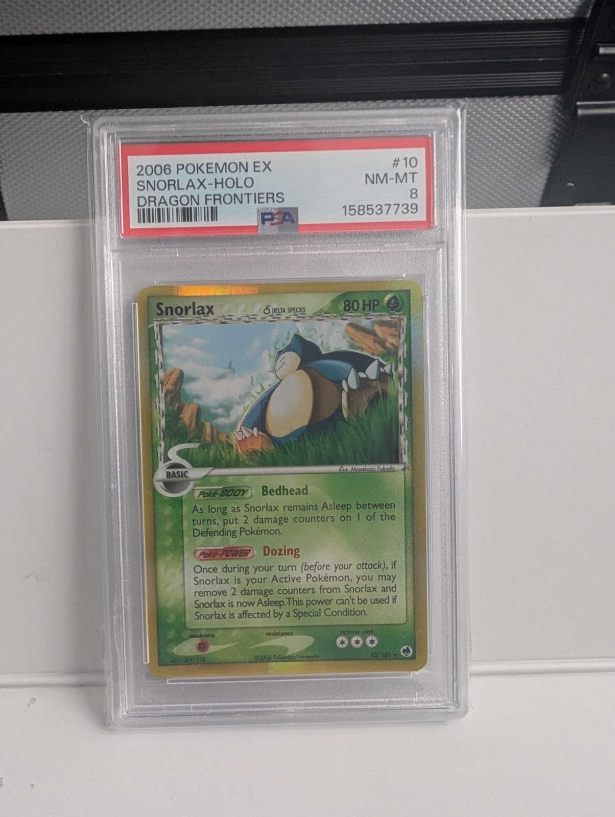 2006 Pokemon EX Dragon Frontiers Snorlax #10 PSA 8 Holo NM-MT