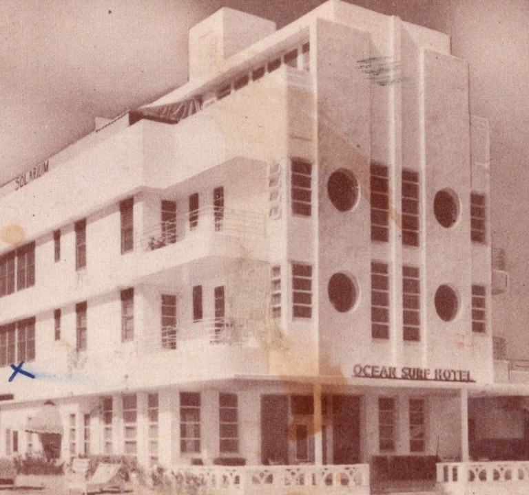 Antique Postcard DB Ocean Surf Hotel Miami Beach Florida FL Sepia Tone