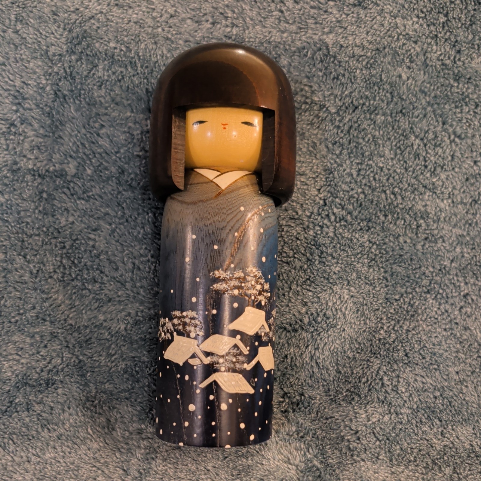 Vintage Usaburo Okamoto Kokeshi Doll Nogiku Award Winner Japanese Carved Wood