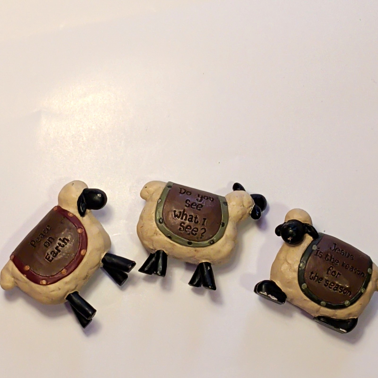 3 Suzi Skoglund Sheep Figurines: Peace on Earth, Do You See What I See, Jesus 3 Suzi Skoglund Sheep Figurines: Peace on Earth, Do You See What I See, Jesus