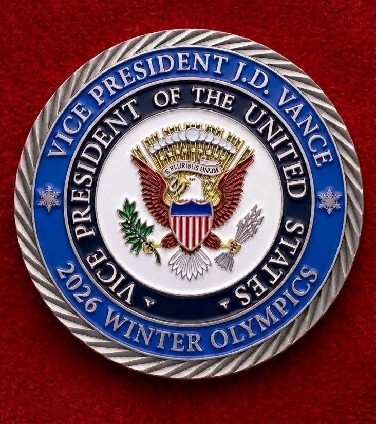 RARE Authentic Vice President JD Vance Olympics 2026 Challenge Coin Trump RARE Authentic Vice President JD Vance Olympics 2026 Challenge Coin Trump