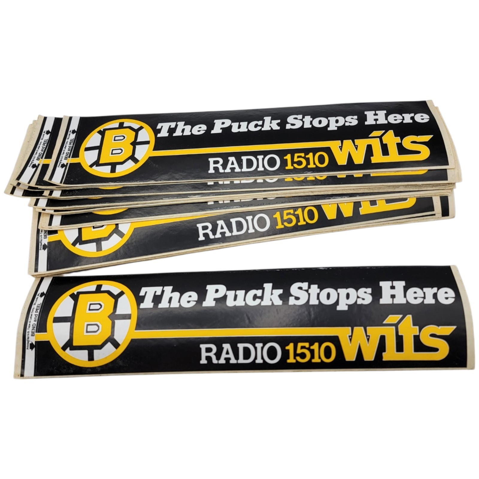 Lot 43 Vintage Boston Bruins Bumper Stickers WITS 1510 AM Radio Puck Stops Here