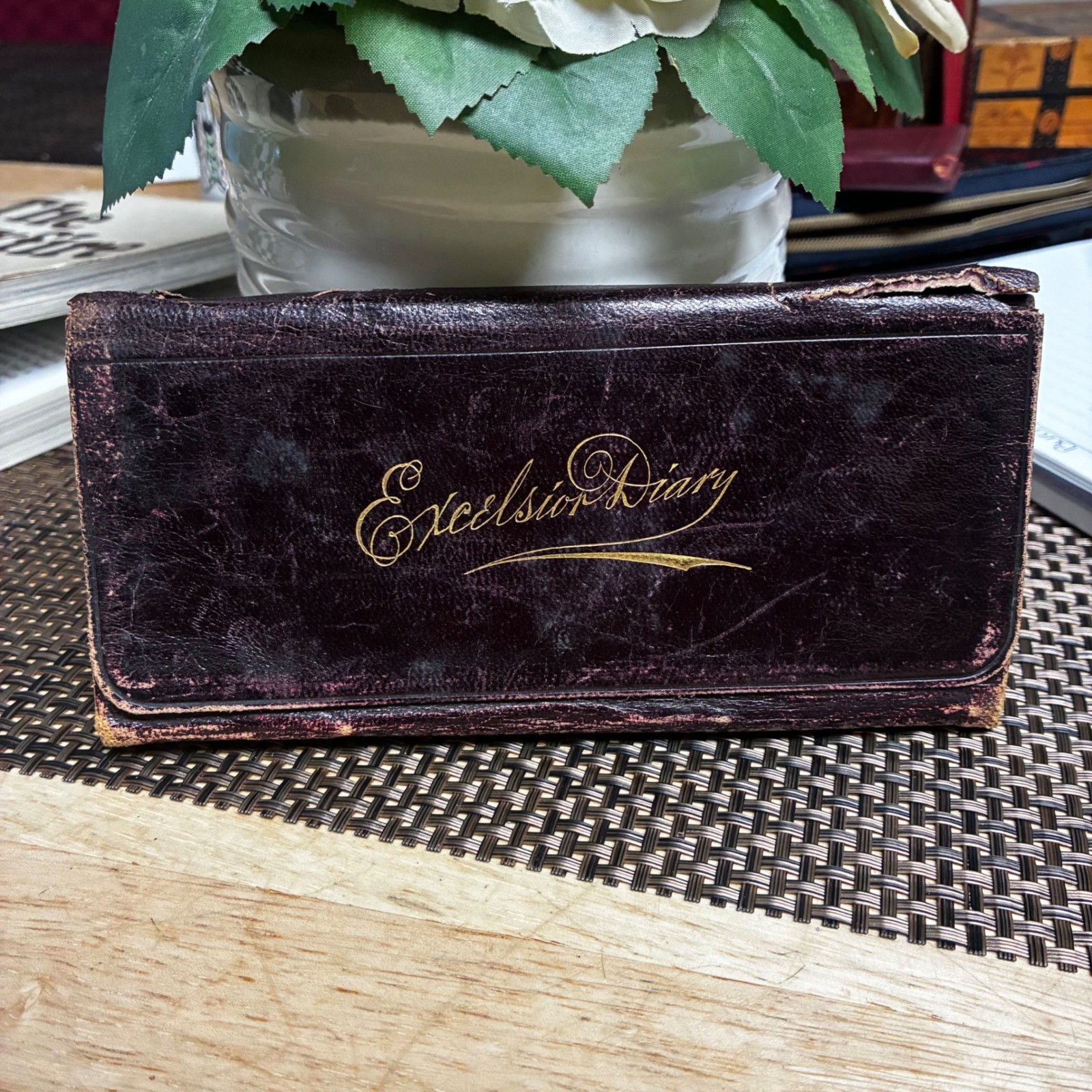 Antique 1890 Excelsior Diary Leather Pocket Almanac Handwritten Ephemera 19thC Antique 1890 Excelsior Diary Leather Pocket Almanac Handwritten Ephemera 19thC