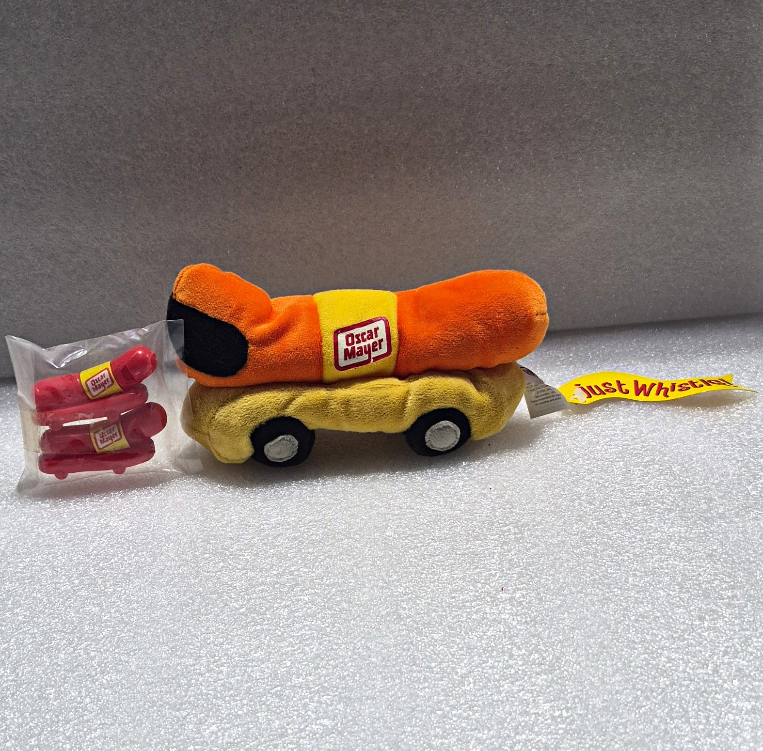 Vintage Oscar Mayer Wienermobile Bean Bag Toy & 2-Pack Promotional Whistle