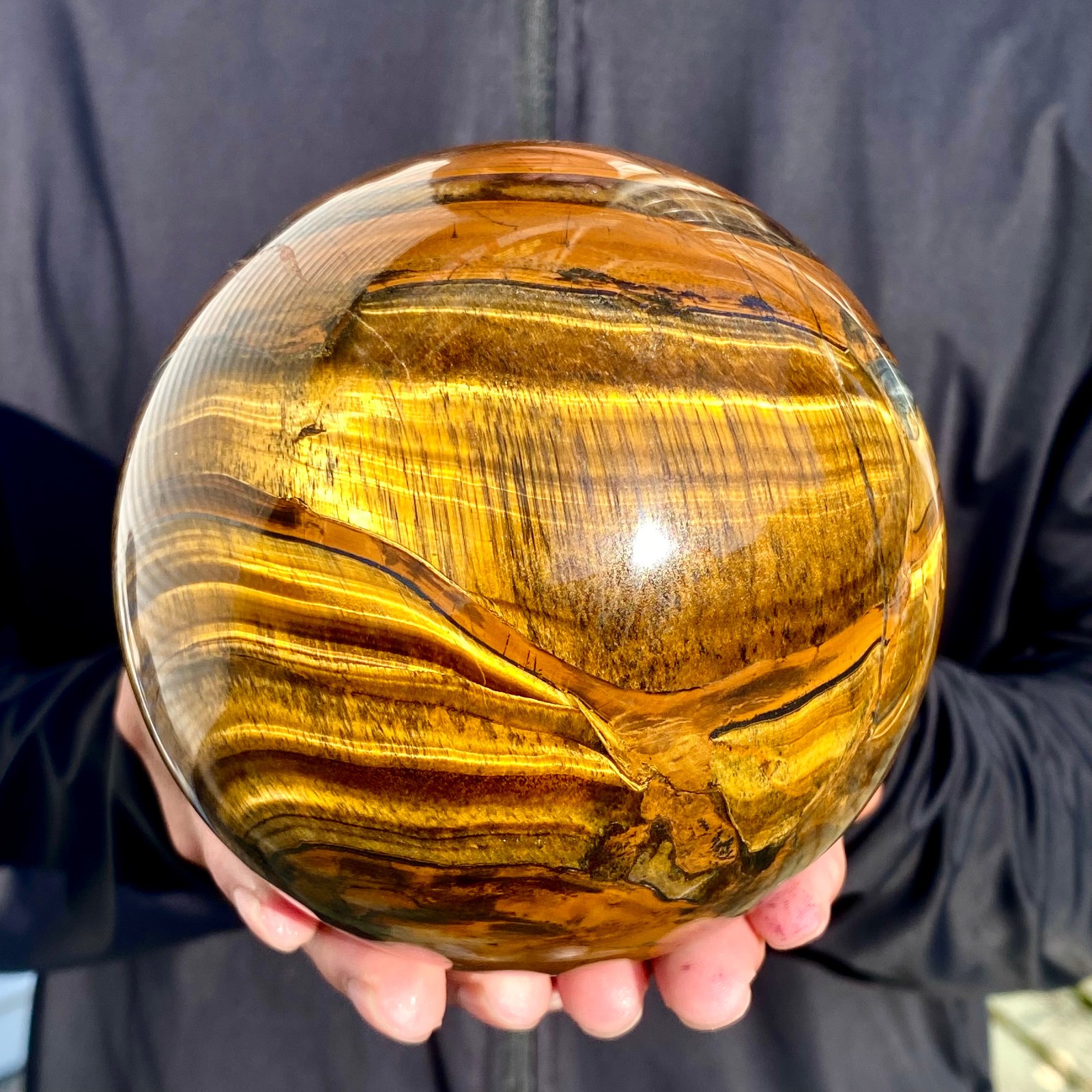 4.71LB Natural Tiger's eye stone quartz Sphere crystal ball rock Healing