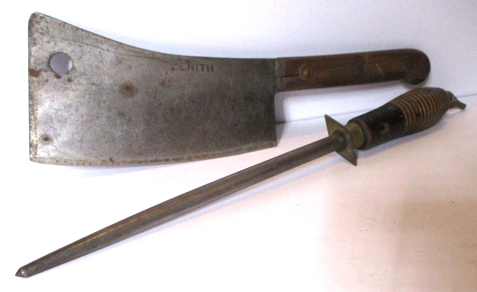RARE ANTIQUE ZENITH MARSHALL WELLS BUTCHER'S MEAT CLEAVER LARGE 8in. BLADE *BEEF RARE ANTIQUE ZENITH MARSHALL WELLS BUTCHER'S MEAT CLEAVER LARGE 8in. BLADE *BEEF