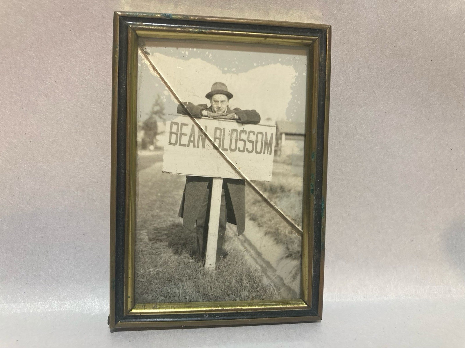 Rare Vintage 1940s Bean Blossom Indiana Jamboree Photo Signed Town Roadside Sign