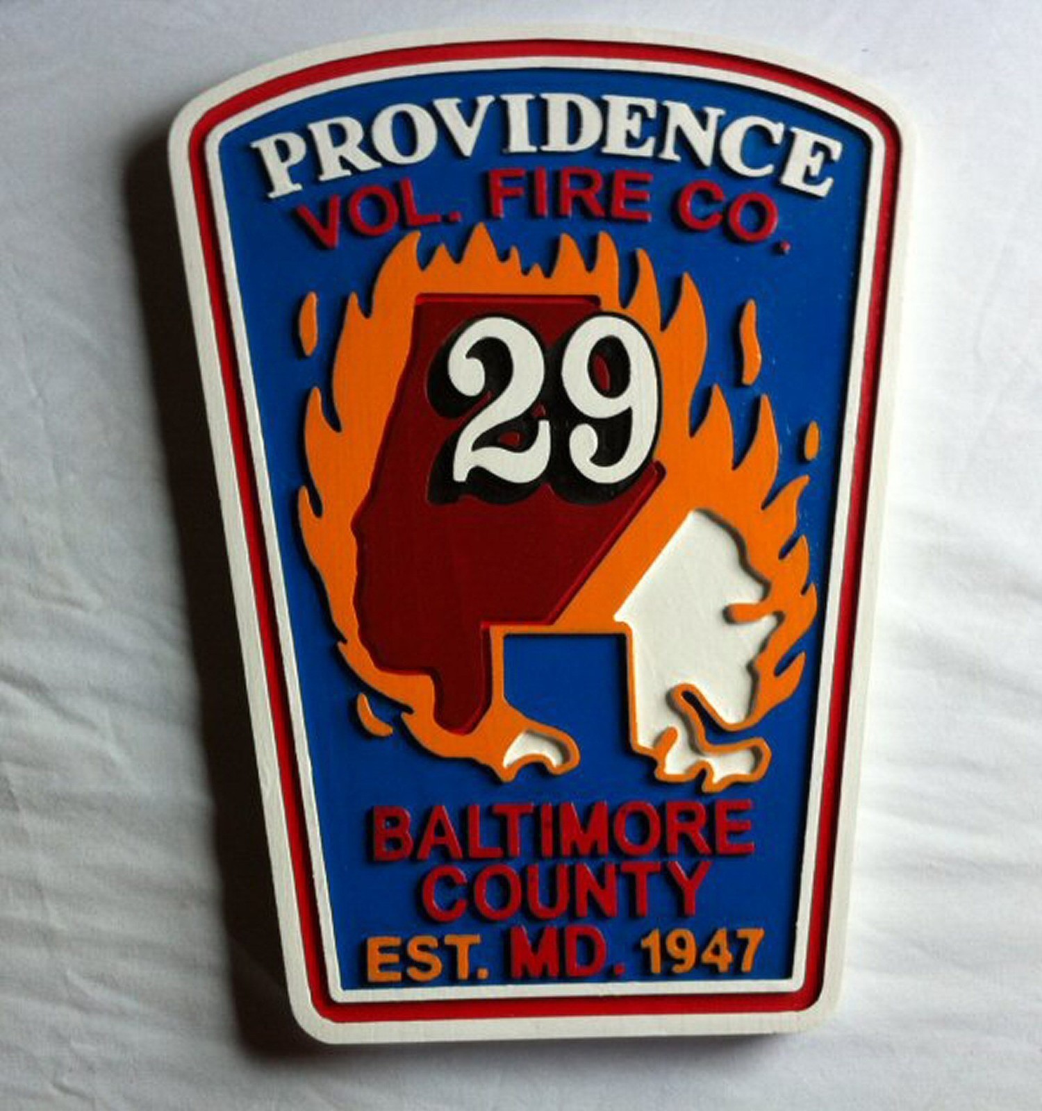 Fire Department Providence 3D routed carved wood patch plaque sign Custom 