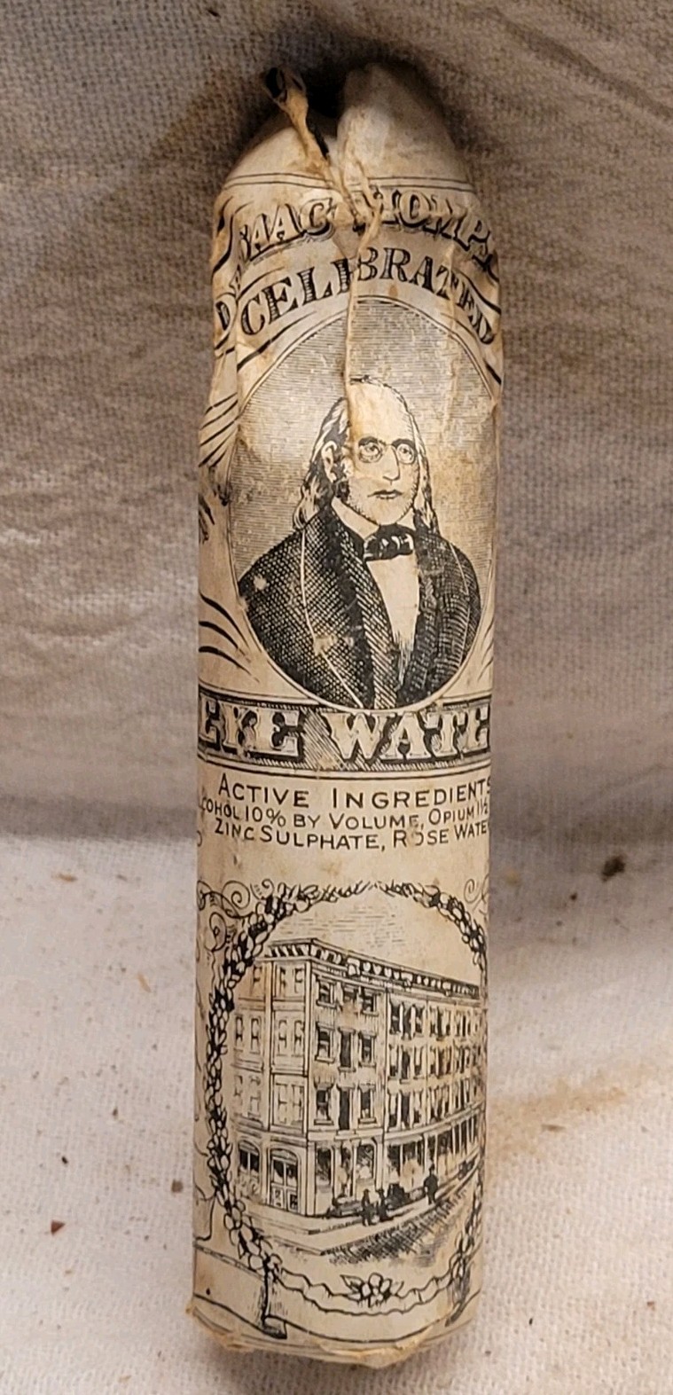 ANTIQUE THOMPSON'S EYE WATER w/ ORIGINAL WRAPPER And GREAT GRAPHICS MUST SEE