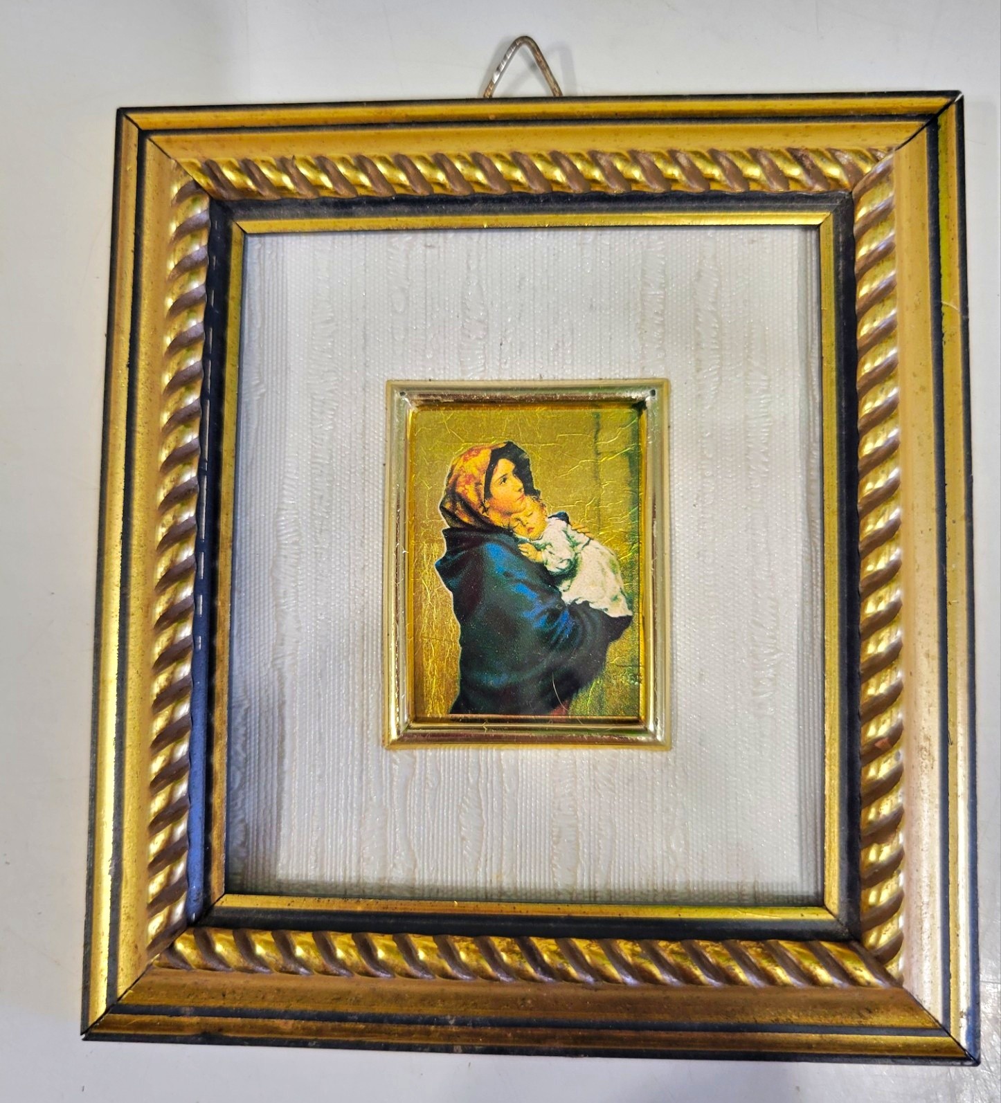 Vintage Italian Miniature Framed Art Madonna of the Streets 23K Gold Leaf Vintage Italian Miniature Framed Art Madonna of the Streets 23K Gold Leaf