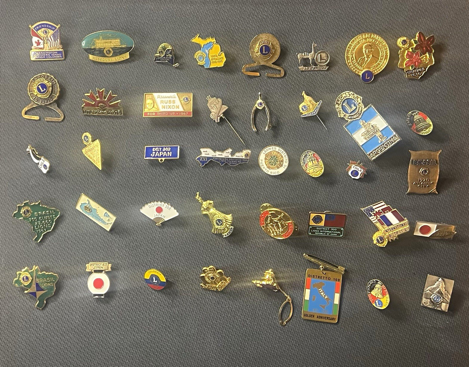 Lions Club & International Collectible Pinback & Screw Back Pins Lot Of 40 Lions Club & International Collectible Pinback & Screw Back Pins Lot Of 40